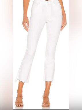 Mother the inside crop step gray white jeans 26
